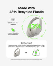 Belkin SoundForm Surround Bluetooth Over-Ear Headphones, Environmental Noise Cancelling Headphones, Wireless with 60H Playtime & Soft Ear Cups for iPhone, Galaxy, iPad, Travel, Home, or Office - Sand