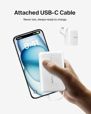 Belkin Fast Charge, Portable with Integrated Cable 10K PD 20W - Fast Charge -C Power Delivery, iPhone Fast Charging for iPhone 17 Series, iPad Pro, Galaxy S25, More