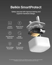 Belkin Compact Wall Charger 45W + USB-C to USB-C Cable, Fast Charging for Apple iPhone 17, iPhone Air, iPhone 16 Serie, Samsung Galaxy S25, Google Pixel, iPad, AirPods & More - White