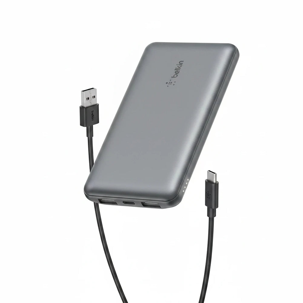 Belkin BoostCharge 10000mAh Power Bank with USB-C and USB-A Ports - Grey
