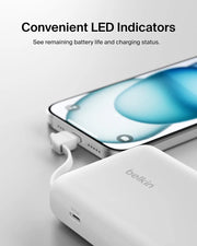 Belkin Fast Charge, Portable with Integrated Cable 10K PD 20W - Fast Charge -C Power Delivery, iPhone Fast Charging for iPhone 17 Series, iPad Pro, Galaxy S25, More