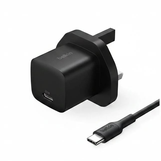 Belkin USB-C Plug 25W with 60W USB-C Cable  - Phone Charger PD 3.0 Fast Charging with PPS for Apple iPhone 17, Air, 16, Samsung Galaxy S25, Pixel 10, Nintendo Switch, & More - Black