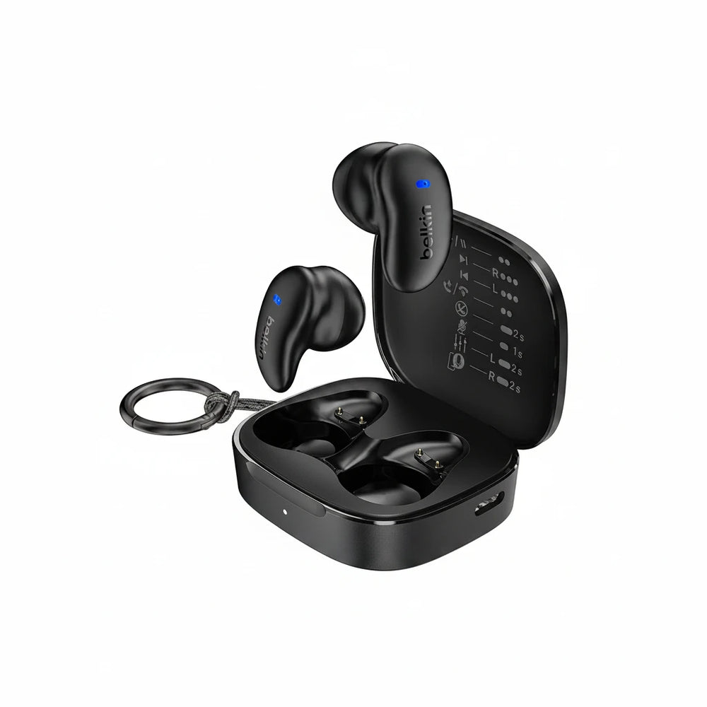 Belkin SoundForm Anywhere Wireless Earbuds, Lightweight Earbuds for Side Sleeping with Long-Lasting Comfort, Bluetooth 6.0, 26H Battery Life, IPX4, Earphones for sleeping, sports and more - Black